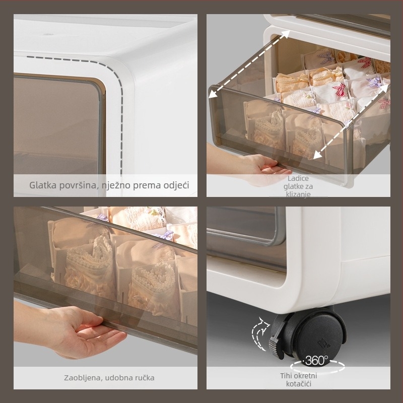 Prozirna kutija za ladicu za odjeću, dimenzije 42×35,5×22 cm, plastični organizator koji se može slagati, japanski stil