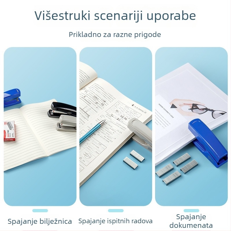 Kancelarijski višenamjenski spajalivač veličine 12 za studente – velik, štedi snagu, kapacitet 20 listova