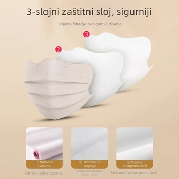 Jednokratna maska s dizajnom leptira, UV zaštita UPF50+, zaštita od prašine i sunca, zaštita očiju, debeli rubovi, udobna za proljeće i ljeto, vizualno sužava lice