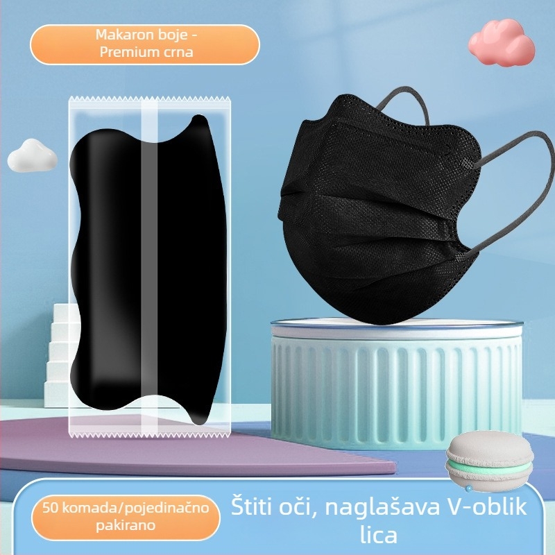 Jednokratna maska s dizajnom leptira, UV zaštita UPF50+, zaštita od prašine i sunca, zaštita očiju, debeli rubovi, udobna za proljeće i ljeto, vizualno sužava lice