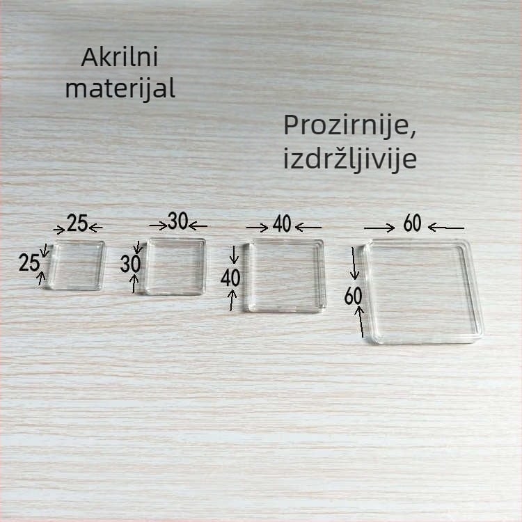 Prozirna akrilna kutija za zaštitu suvenirskih medalja, veličine 25x25/30x30/40x40/60x60, PMMA, s poklopcem.