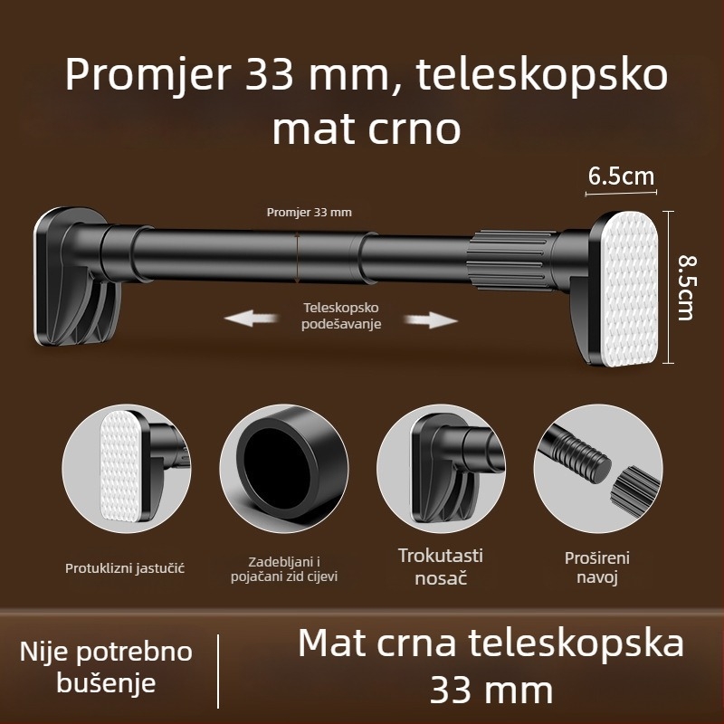 Teleskopska šipka bez bušenja za balkon – sušenje odjeće, zavjese, kupaonica i spavaća soba