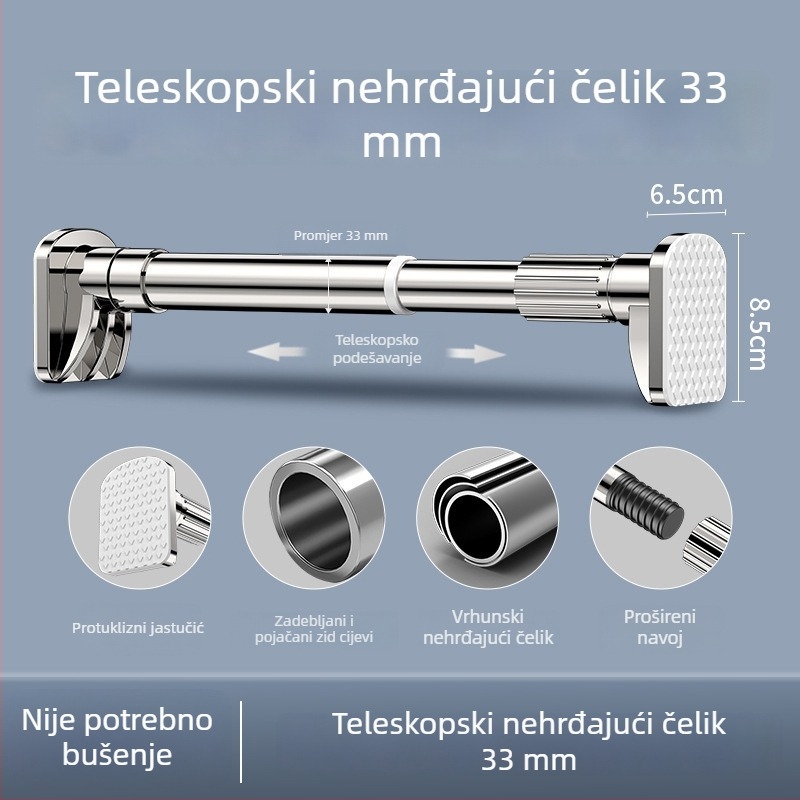 Teleskopska šipka bez bušenja za balkon – sušenje odjeće, zavjese, kupaonica i spavaća soba