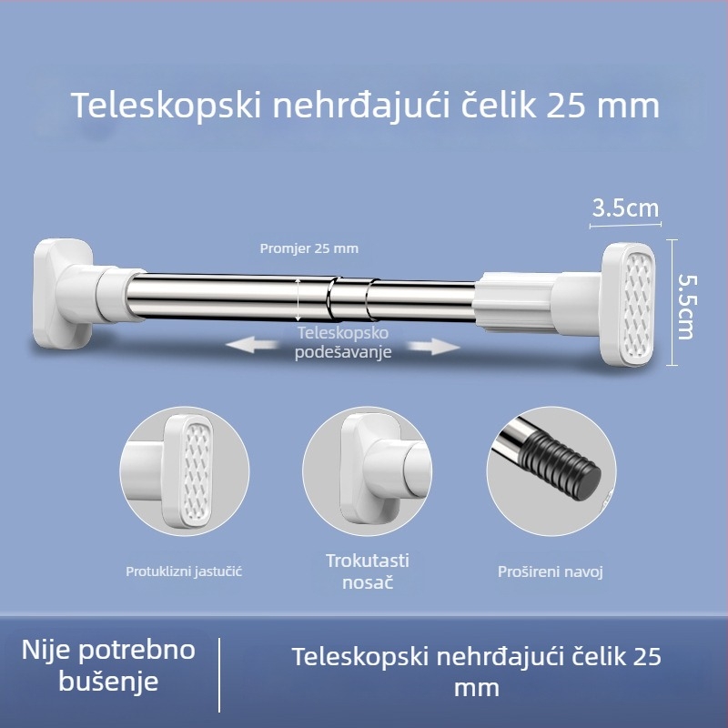 Teleskopska šipka bez bušenja za balkon – sušenje odjeće, zavjese, kupaonica i spavaća soba
