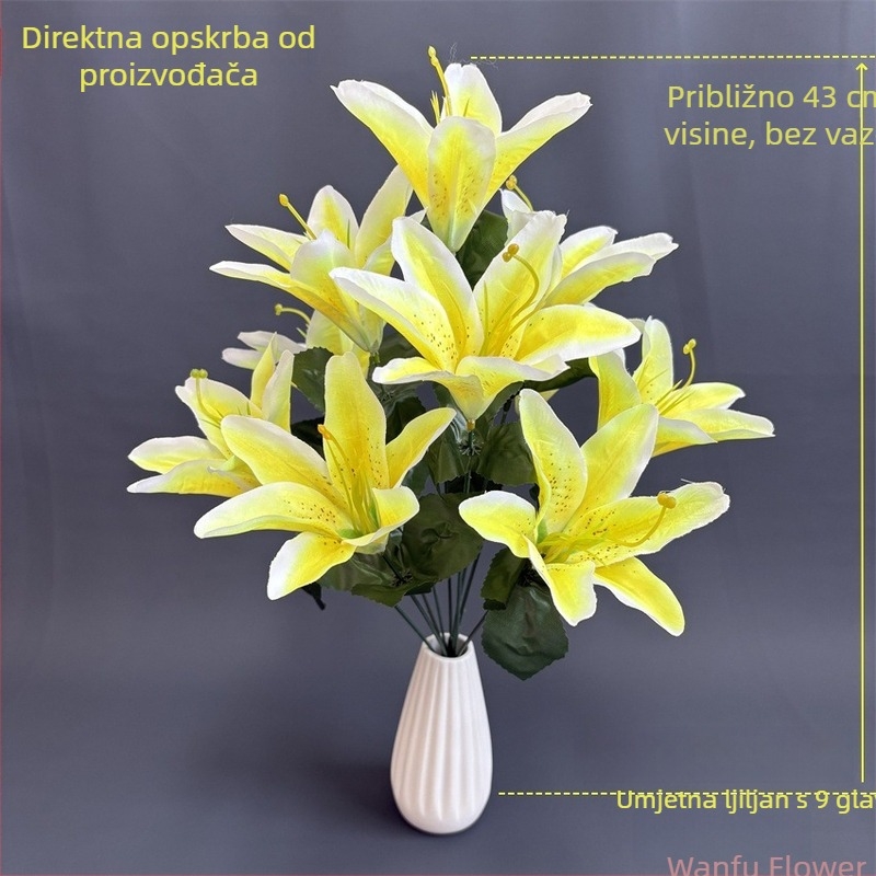Devet satenskih ljilana – umjetni cvjetovi za dekoraciju i cvjetne aranžmane, memorijalna floristika