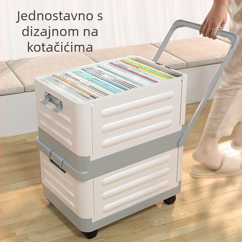Kućna kutija za pohranu s povlačnom ručkama i kotačićima – za knjige i igračke, studentska soba