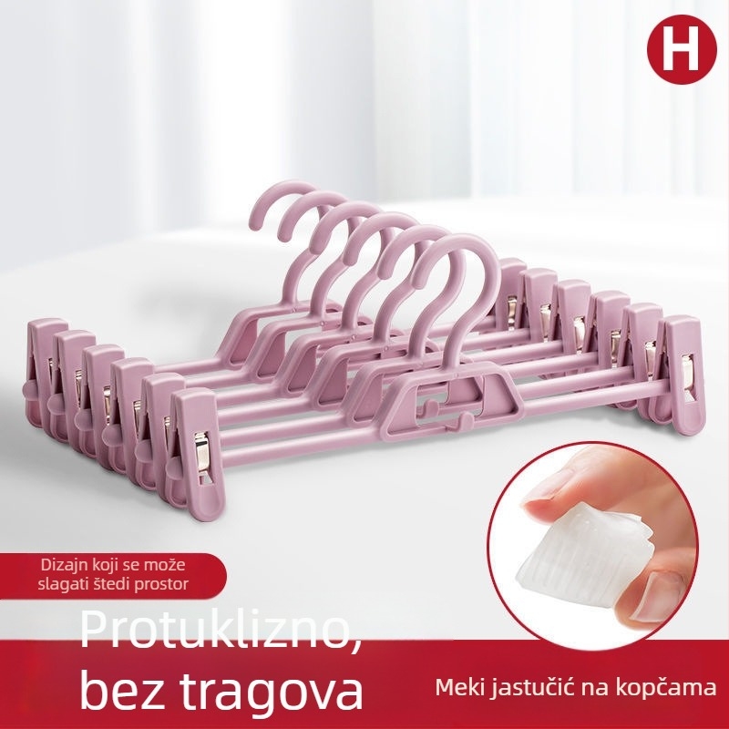 Plastične vješalice s klipsama za hlače i suknje, bez tragova, JK stil, kućna garderoba