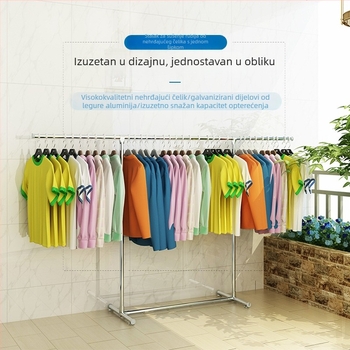 Stojeća sušilica za odjeću od nehrđajućeg čelika, mobilna, s jednom šipkom, unutarnja upotreba