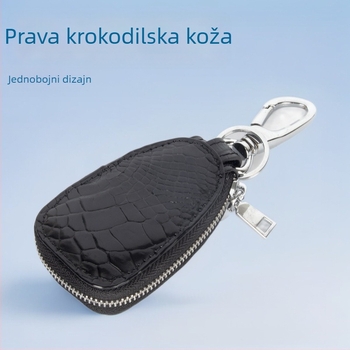 Kožna futrola za ključe sa zipom, uzorak krokodila, gradski minimalistički stil
