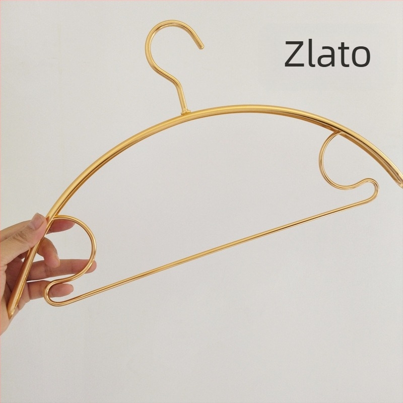 Vješalica za odjeću od aluminija, proširena i zadebljana, zakrivljena bez oštećenja, zlatni klipsovi