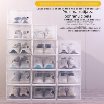 Sklopiva višeslojna kutija za cipele s poklopcem, 5 pretinaca, slagiva od PP plastike