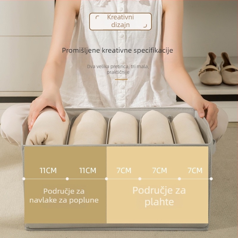 Sklopiva tekstilna kutija za pohranu posteljine, deke i odjeće – organizator ormara