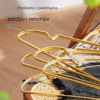Vješalica za odjeću od svemirske aluminijske legure, bez ogrebotina, ojačana konstrukcija, zlatni završetak, luksuzan izgled
