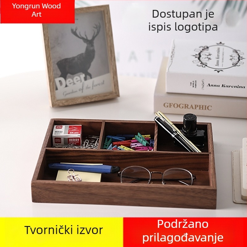 Drveni stolni organizator s pretincima za sitne predmete i nakit; prilagodljiv ormarić za ulaz