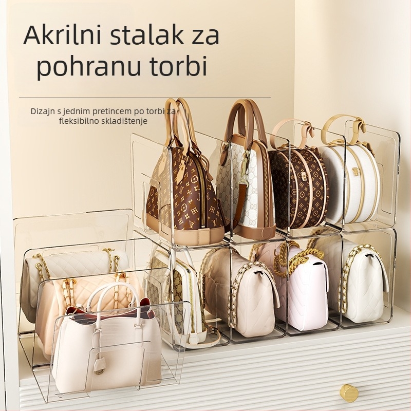 Prozirni akrilni organizator za torbe sa dijelnim pretincima
