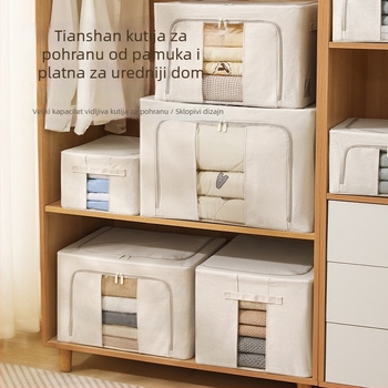 Tianshan kutija za skladištenje od pamuka i lana za garderobu, velik kapacitet, prašno-zaštitni organizator za odjeću i pokrivače, dimenzije 50×40×33 cm, 20–30 l
