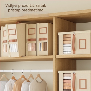 Kutija za odlaganje od Oxford platna s prozirnim zatvaračem, sklopiva prašini otporna garderobna kutija
