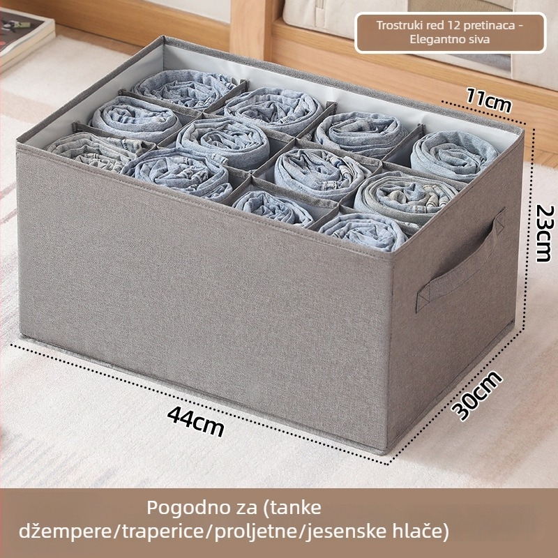 Novi stil organizatora garderobe za hlače – sklopiva kutija za pohranu s pregradama, za ladicu