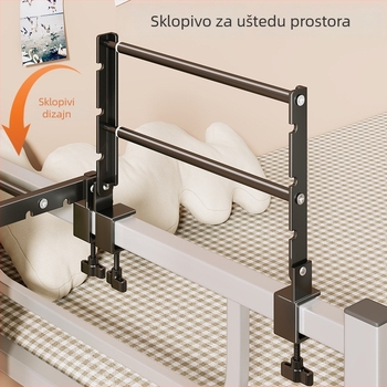 Vješalica za odjeću uz krevet u domu, sušilo s jednom šipkom od karbonskog čelika