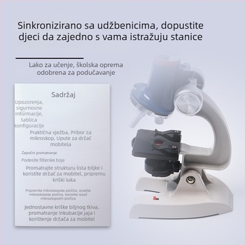 Mikroskop za djecu, 1200× povećanje, jasna optika, STEM biologija, komplet za eksperimentiranje za osnovnoškolce i srednjoškolce