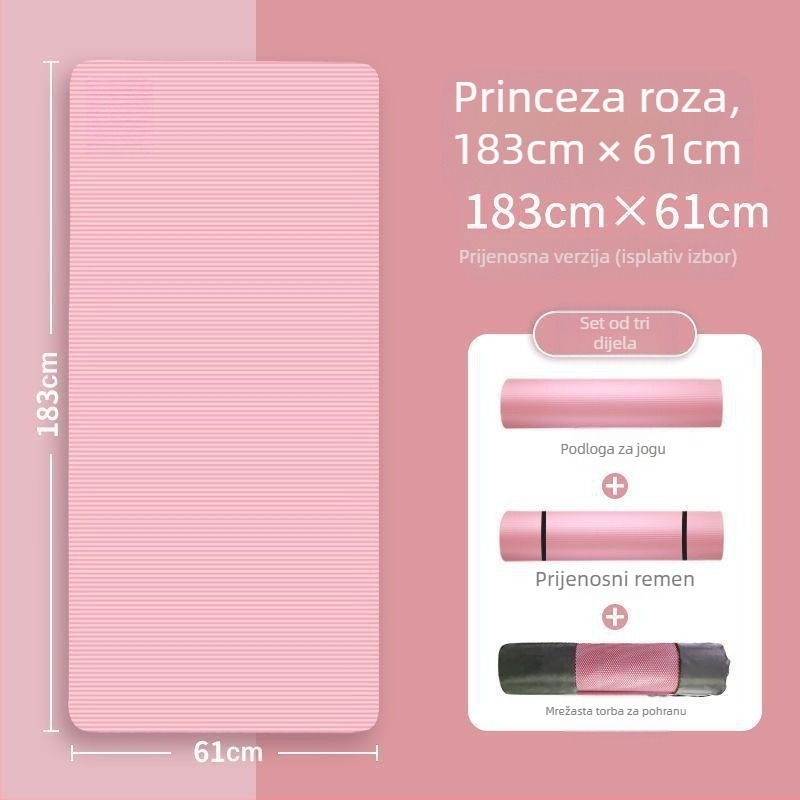 Joga podloga za početnike, deblja, šira i duža, protuklizna, za kućnu uporabu