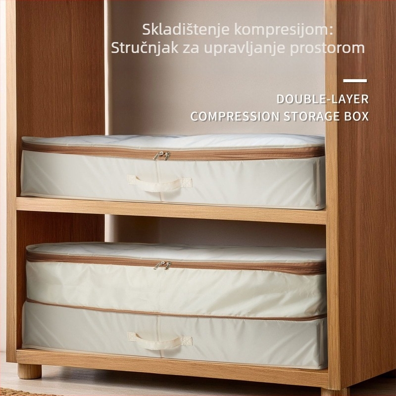 Dvostruki sloj kutije za pohranu ispod kreveta s poklopcem, od debelog Oxford platna, sklopiva, velika kapaciteta (90-100 L)