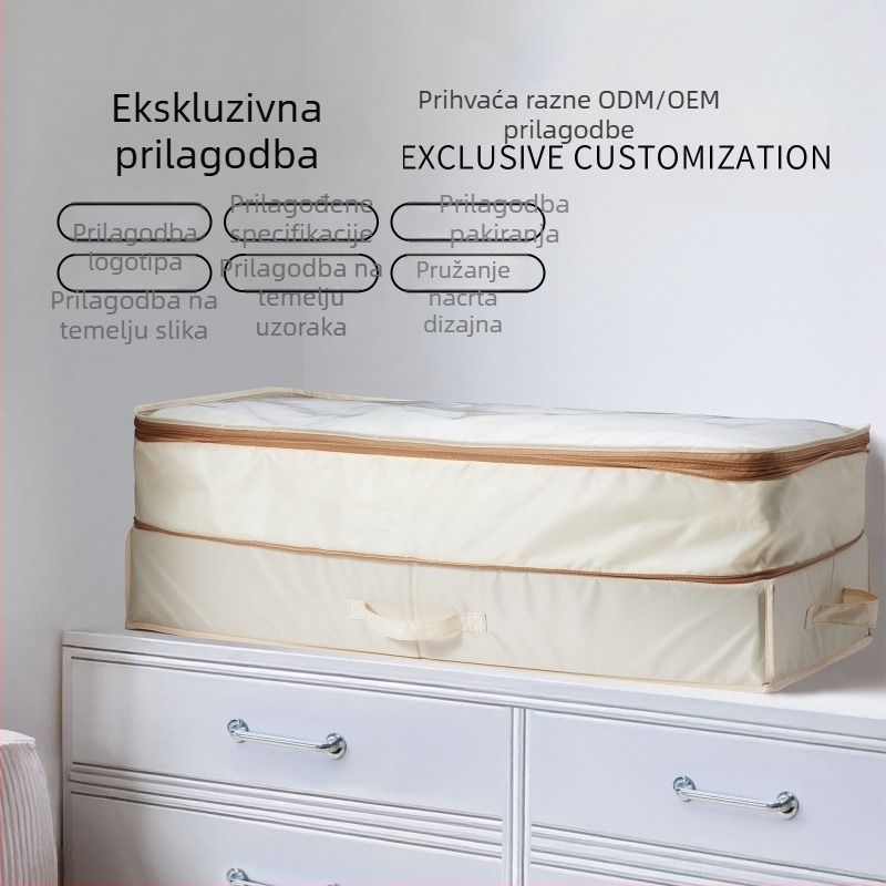 Dvostruki sloj kutije za pohranu ispod kreveta s poklopcem, od debelog Oxford platna, sklopiva, velika kapaciteta (90-100 L)