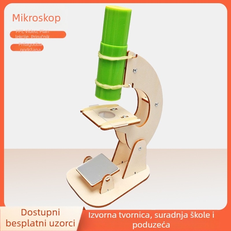 Drveni DIY mikroskop za djecu – STEM obrazovna igračka za znanstvene eksperimente i kreativno učenje