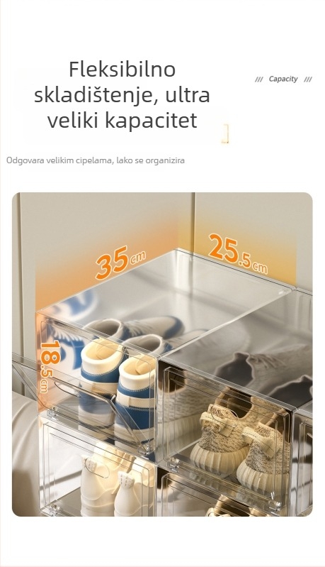 Potpuno prozirna akrilna kutija za cipele za AJ košarkaške tenisice, prašinu otporna, zaštita od oksidacije, zidni spremnik za cipele