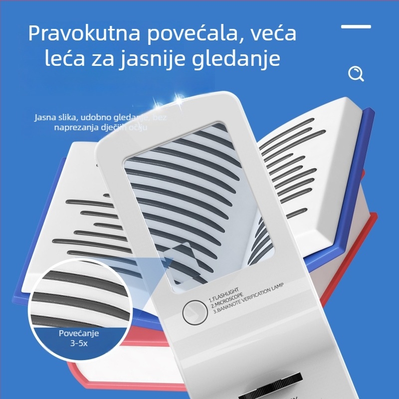 Četiri u jednom dječjem mikroskopu s povećalom i UV svjetlom za gledanje drevnih novčića — prijenosna vanjska STEM igračka