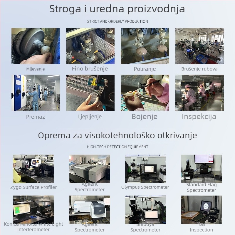 Visoko precizan optički instrument s reflektirajućim ogledalom, odraz 10°, prijenos 90°, visok indeks loma, visoka propusnost, optička prizma
