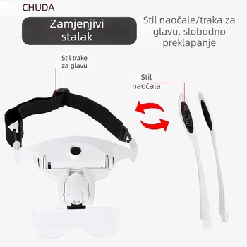 Chuda slušalica-vedena LED povećavač za čitanje, napajanje iz baterije, 5 razina optičkog zumiranja, za popravak satova i vezenja, model 9892B2C