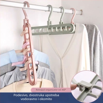 Multifunkcionalna vješalica za odjeću s devet rupa za kućnu i putnu upotrebu — sklopiva, rotirajuća i za sušenje