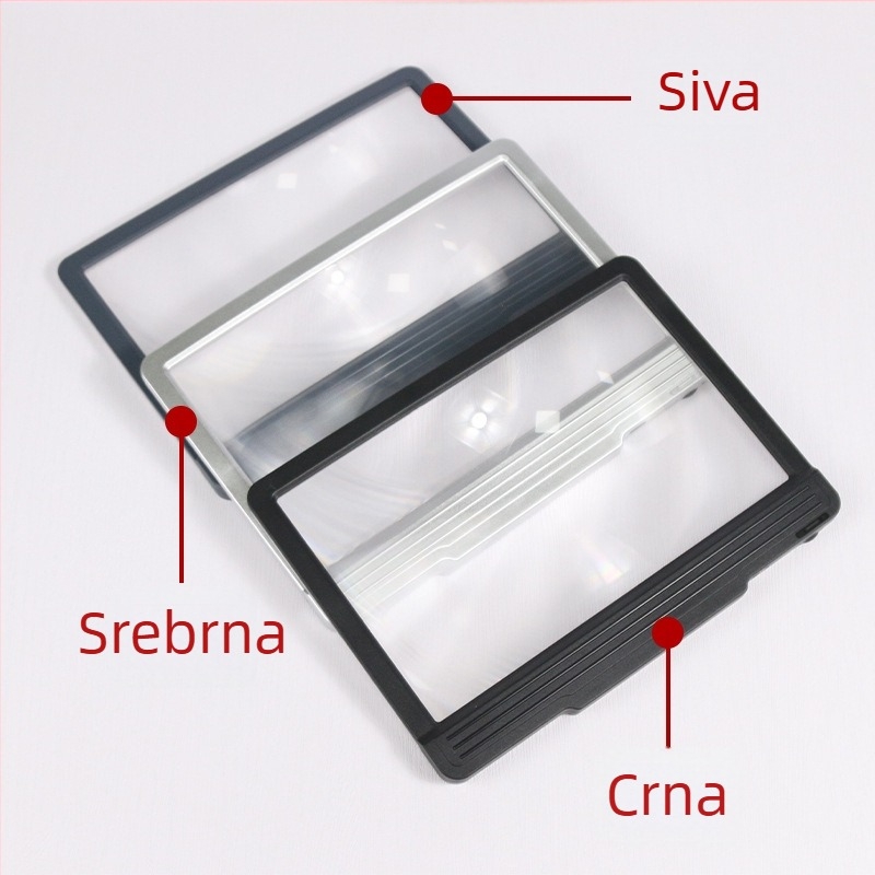 Xingte Kvadratna Fresnel ručna lupa za čitanje s 43 LED svjetla, punjiva gradijentna rasvjeta, zaštita očiju 198F