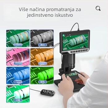 Digitalni mikroskop s 7-inčnim zaslonom visoke razlučivosti, 2000x povećanje, elektronski biološki mikroskop za grinje i stanice