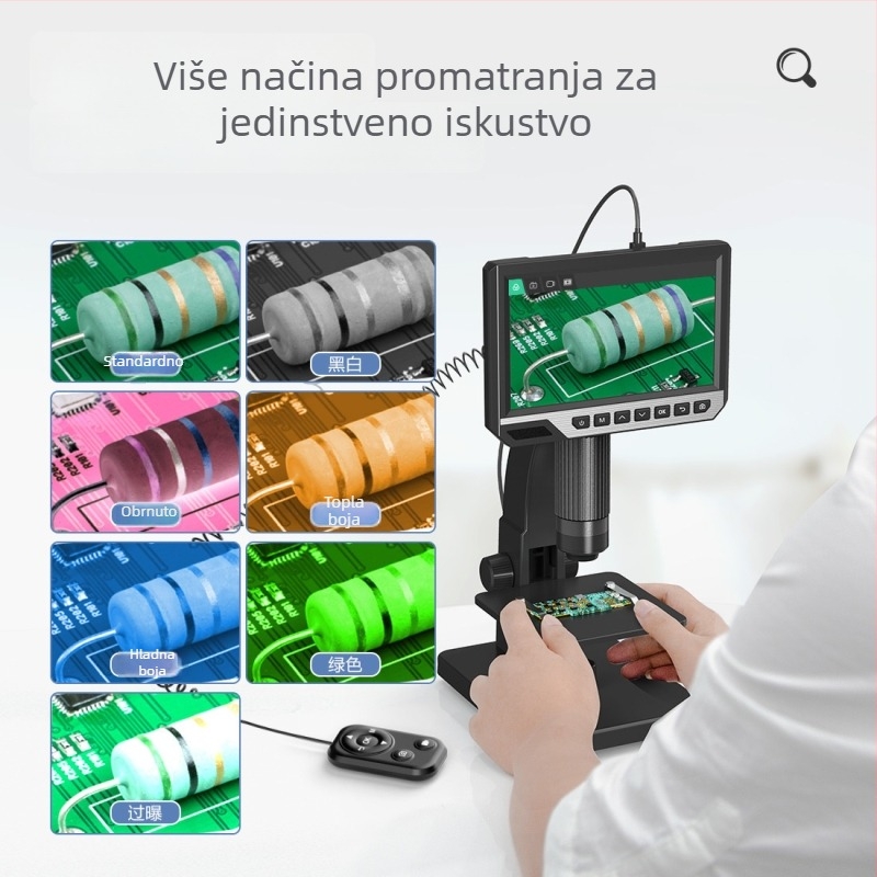 Digitalni mikroskop s 7-inčnim zaslonom visoke razlučivosti, 2000x povećanje, elektronski biološki mikroskop za grinje i stanice