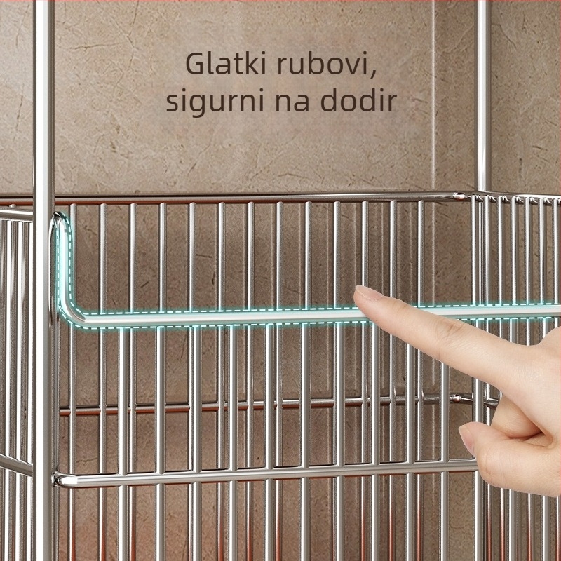 Dvoslojno kolica za pranje rublja s košem i kupaonskim ormarićem na kotačićima