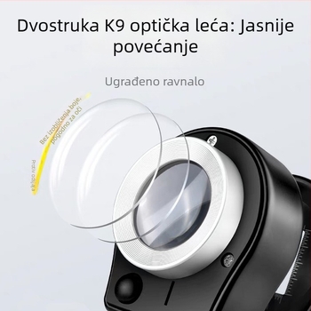 LED osvijetljena lupa s metalnim tijelom i skalom, 10x povećanje za pregled materijala i identifikaciju Yixing čajnika i duhanskih proizvoda