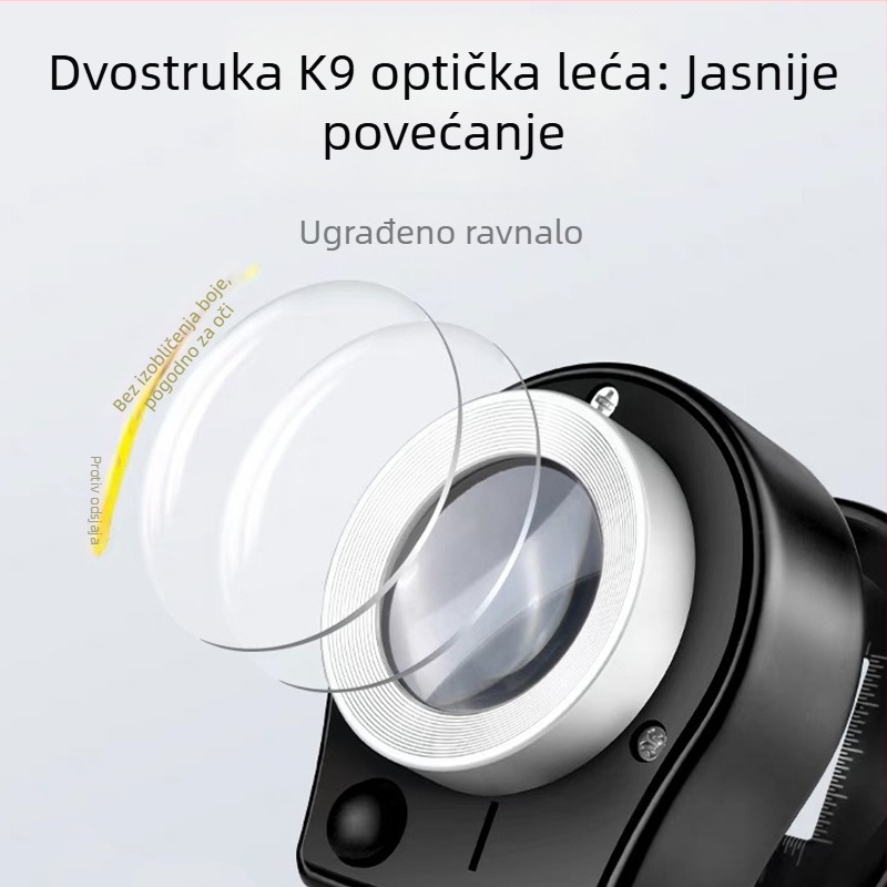 LED osvijetljena lupa s metalnim tijelom i skalom, 10x povećanje za pregled materijala i identifikaciju Yixing čajnika i duhanskih proizvoda