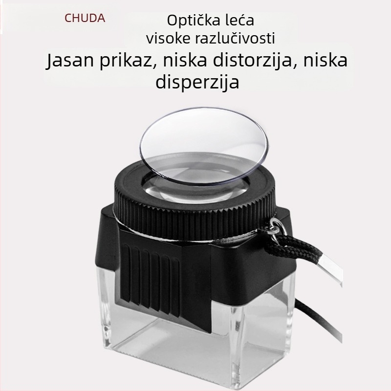 10× HD cilindrična akrilna lupa s narukvicom za nošenje, stolna - J3