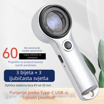 Prijenosno LED povećalo s 60x za identifikaciju banknota i pregled duhana, vina, nakita i antikviteta
