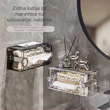 Zidni držač za maramice za lice s vakuumskim nosačem, silikon, bez bušenja, za kupaonicu i kuhinju
