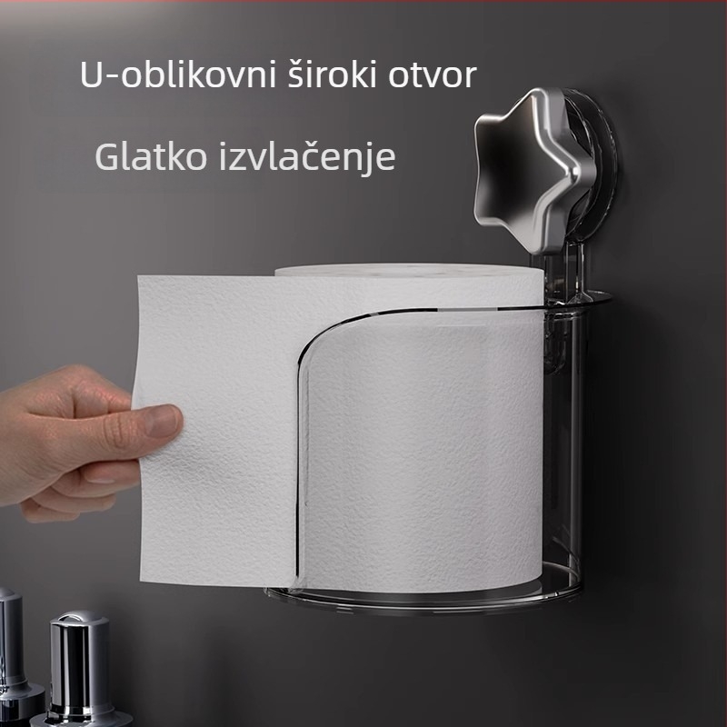 Zidni držač toaletnog papira s usisnom pločicom, bez bušenja, za kupaonicu