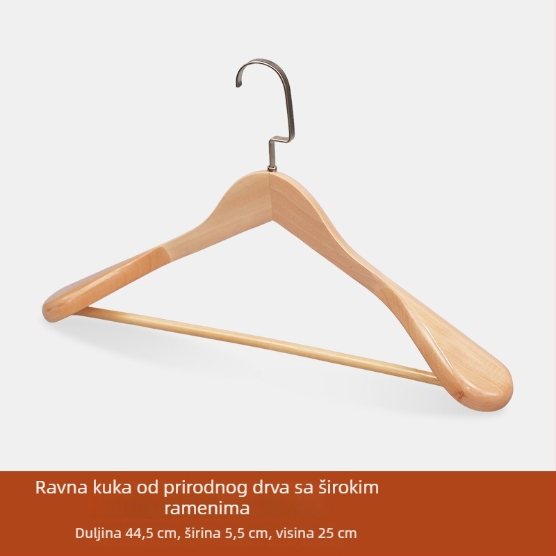 Vješalica za odjeću s širokim ramenima, bez tragova, otporna na deformacije, visokokvalitetno drvo