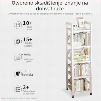 Kućni metalni regał za pohranu, jednostavna stajaća knjižna polica, višeslojni stalak za izlaganje, kovana spremišna ormarić, mala knjižnica
