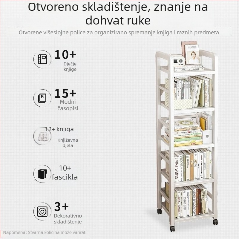 Kućni metalni regał za pohranu, jednostavna stajaća knjižna polica, višeslojni stalak za izlaganje, kovana spremišna ormarić, mala knjižnica