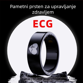 ECG pametni prsten s praćenjem EKG, srčani ritam, kisik u krvi, krvni tlak, šećer u krvi, tjelesna temperatura, praćenje sna i aktivnosti, automatsko praćenje i udaljena njega