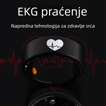 ECG pametni prsten s praćenjem EKG, srčani ritam, kisik u krvi, krvni tlak, šećer u krvi, tjelesna temperatura, praćenje sna i aktivnosti, automatsko praćenje i udaljena njega