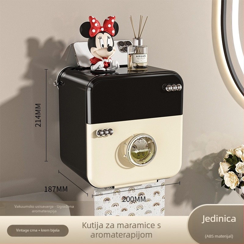 Kutija za papir za WC, zidna kutija s usisnom čepom, bez bušenja, retro, luksuzna kućna upotreba