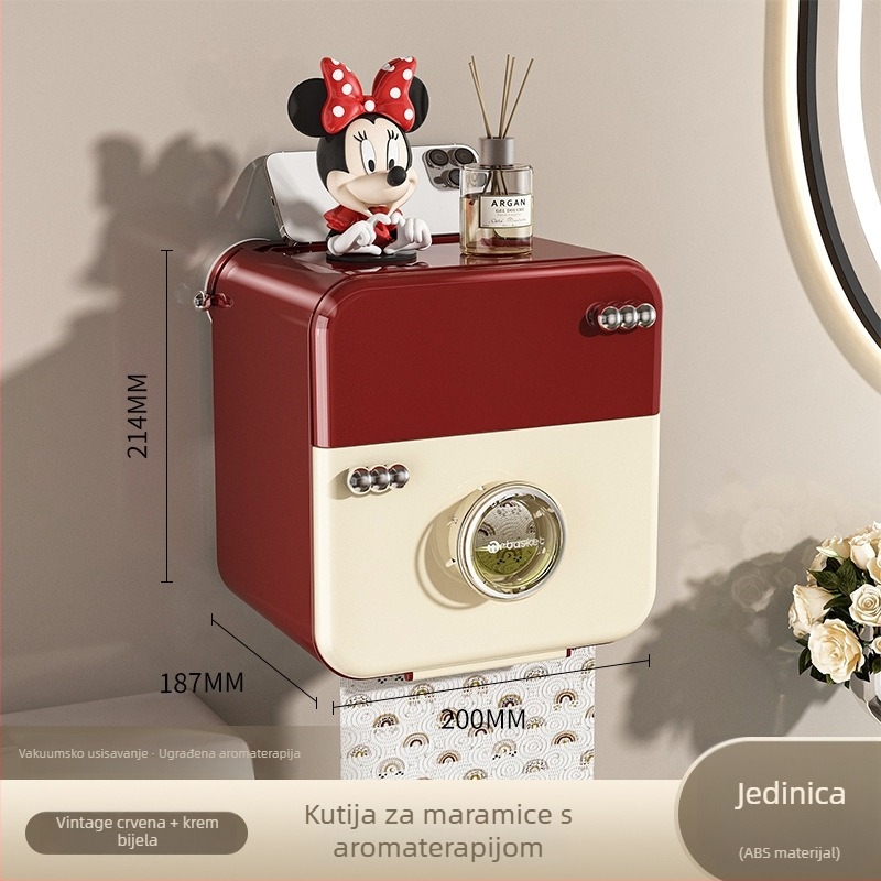 Kutija za papir za WC, zidna kutija s usisnom čepom, bez bušenja, retro, luksuzna kućna upotreba